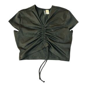 Divided Black Ruched Crop Top